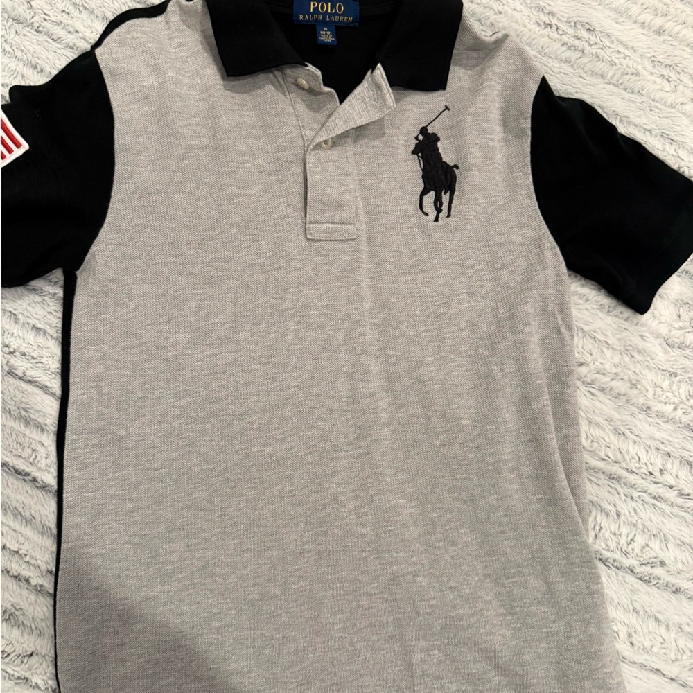 Polo by Ralph Lauren Gray Polo with Black Sleeves & Collar